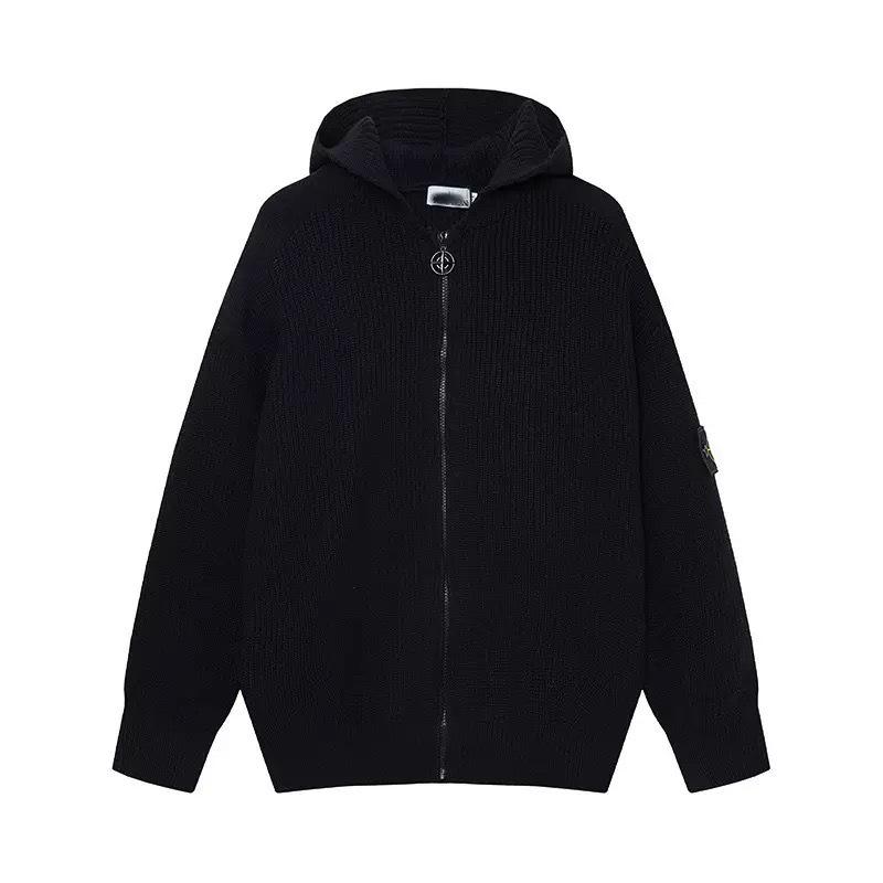 STONE Unisex Reißverschluss Stehkragen Strickpullover für Herbst & Winter