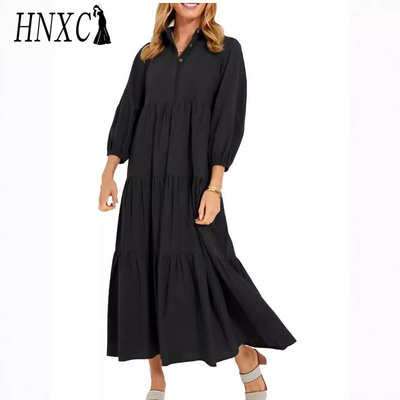 HNXC Γυναικεία Μόδα Άνοιξη Φθινόπωρο μονόχρωμα μονόχρωμα μακρυμάνικα φορέματα POLO με ψηλόμεσο λαιμό