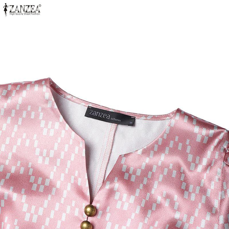 ZANZEA Lässige Sommerbluse mit V-Ausschnitt und kurzen Ärmeln für Damen