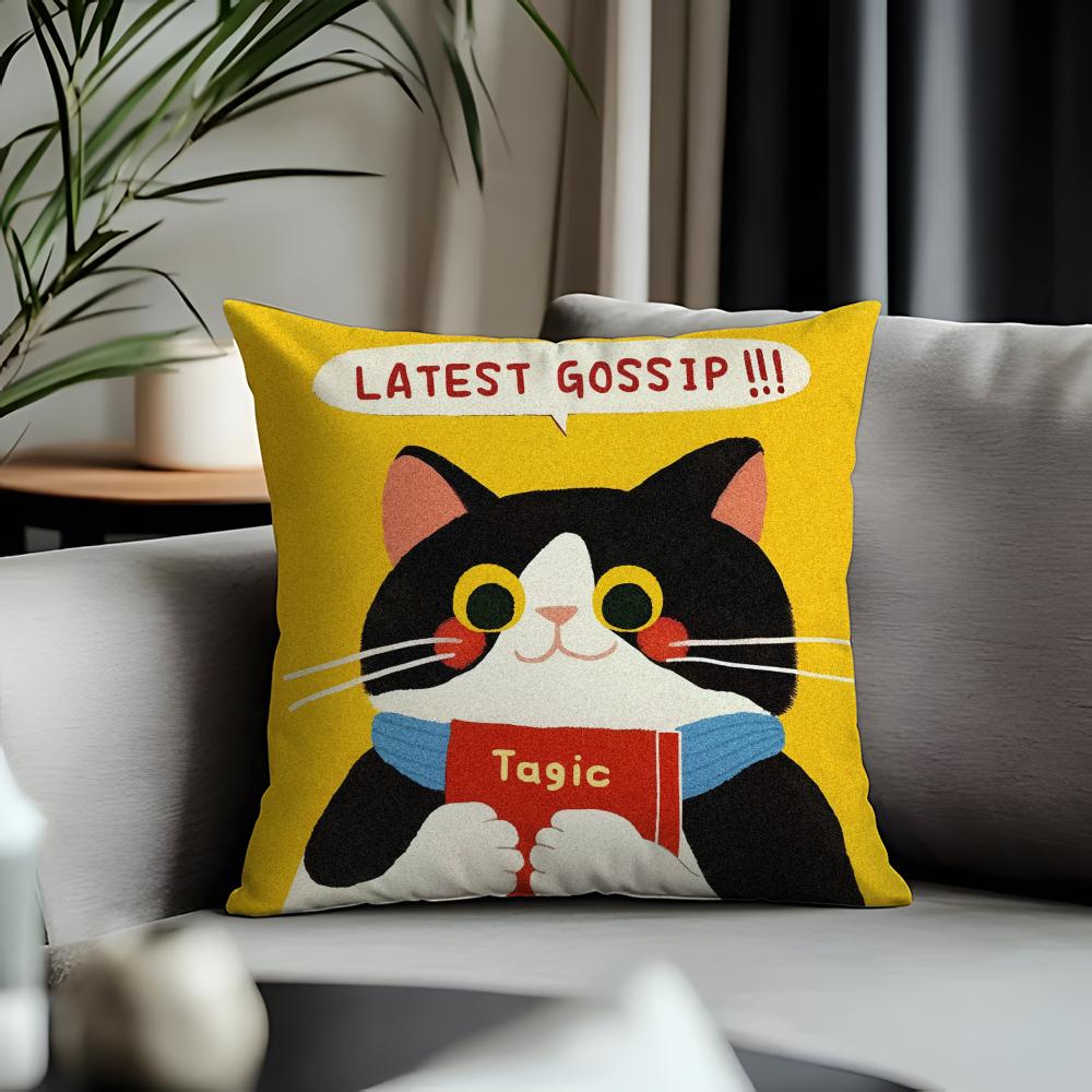 Viral CCartoon Catied Cushion Cover Antidustmite Pillowcase Invisible Zipper Silky Short Plush Sofa Cushion Cover