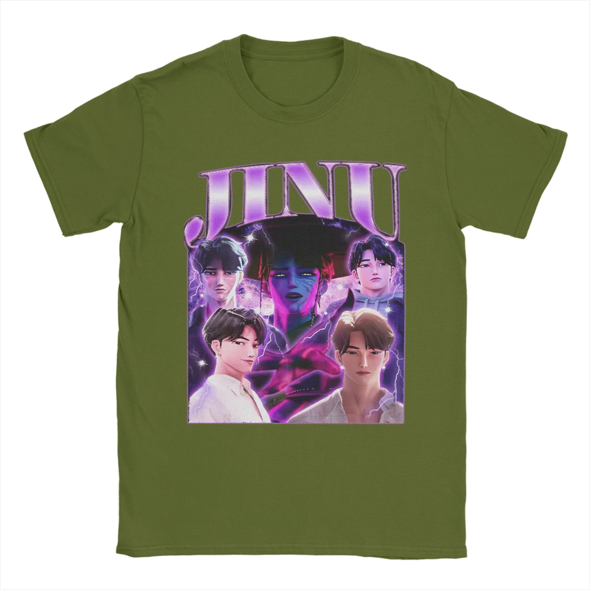 

Jinu KPOP Demon Hunters 90s Style T-Shirt Summer T-Shirts Mens Cotton O Neck Plus Size Clothes Short Sleeves Streetwear TOPS 4XL