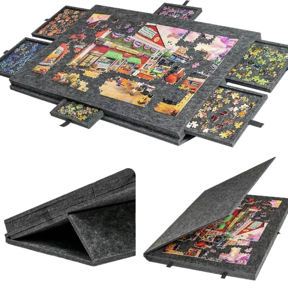 Tavolo Puzzle per Bambini con Supporto Copertura 6 Cassetti Tavola di Smistamento Puzzle Portatile Tavola Puzzle Tavolo Puzzle