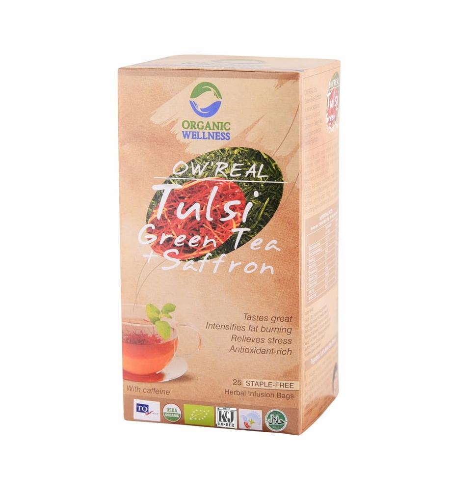 Zelený čaj s Tulsi a šafránem (Balení 25, 1,55 g), Zelený čaj Tulsi + šafrán, Bio Wellness