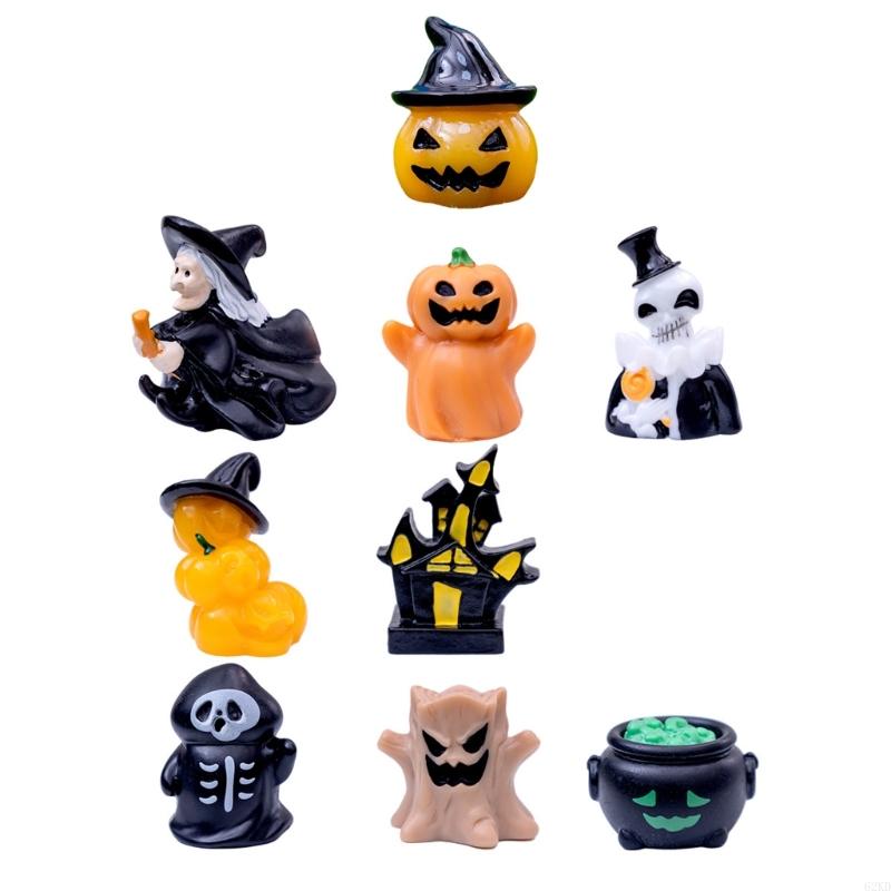 62KD Halloween Miniature Decors Set of 10 for Party and Miniature Garden Landscape