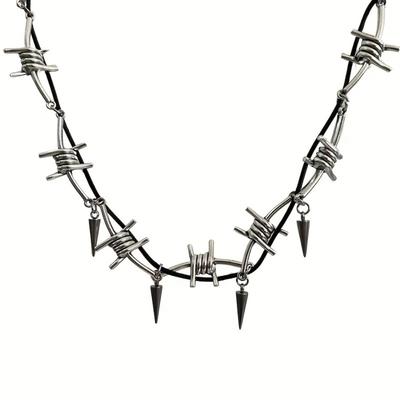 Vintage Gothic Metallic Spiked Choker Necklace Willow  Adjustable  Men and Women, All-Season Daily and Party Occasions, Hip-Hop