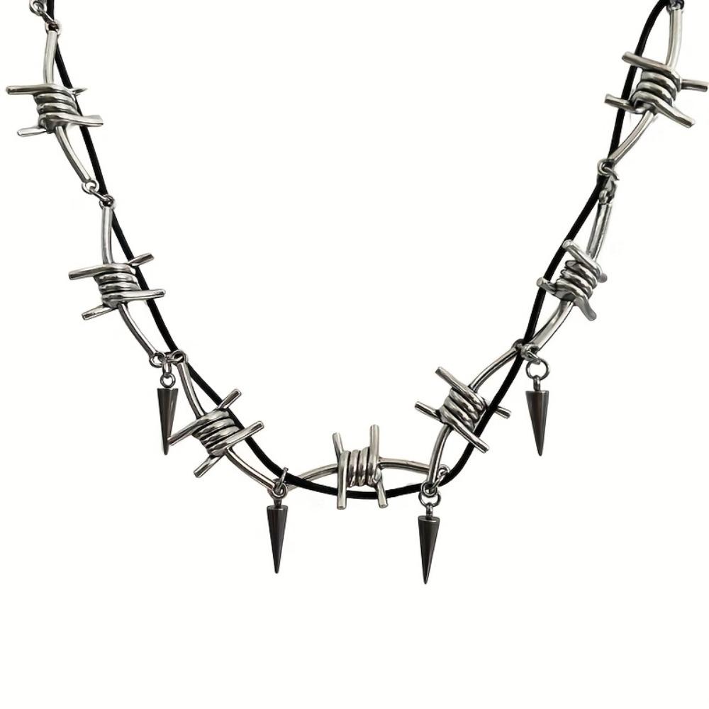 Vintage Gothic Metallic Spiked Choker Necklace Willow  Adjustable  Men and Women, All-Season Daily and Party Occasions, Hip-Hop