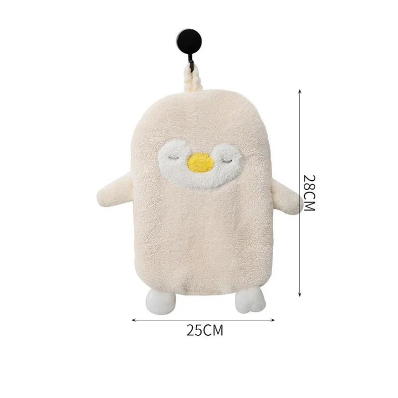 Cartoon Penguin Hand Towel Cute Kids Bathing Towel Soft Coral Kitchen Towel Super Absorbent Handkerchief Bathroom Accessories