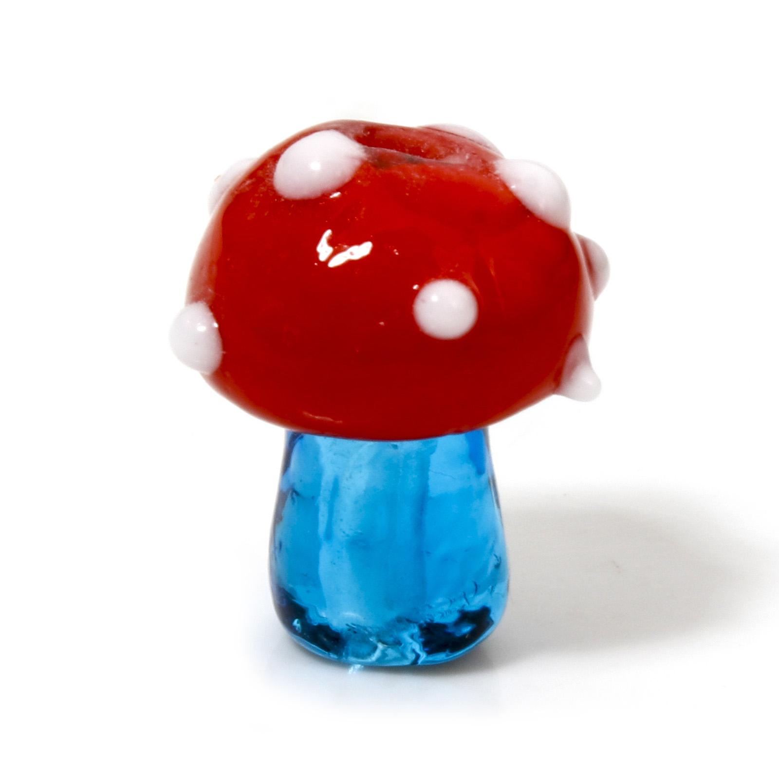 

5 PCs 3D Dot Mushroom Lampwork Glass Flora Collection Beads For DIY Charm Jewelry Making About 16mm x 12mm, Hole: Approx 1.4mm синій