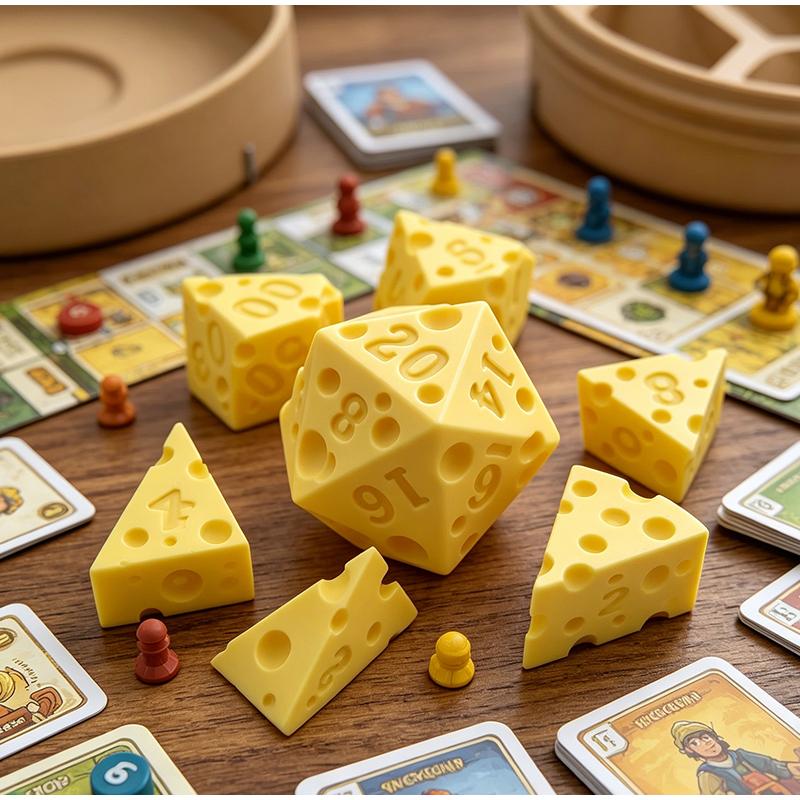 Irregular Cheese Shaped Dice Box Portable D4 D20 Dice Set Party Prop for Family Gathering Board Game