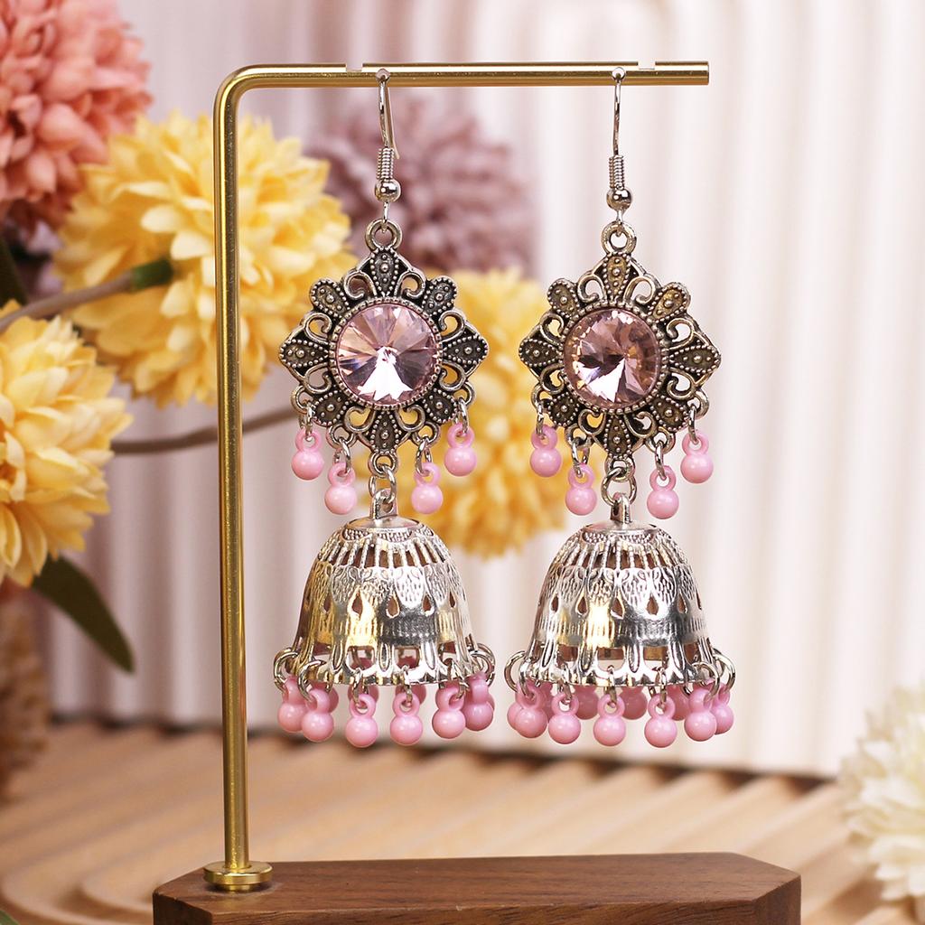 Retro Diamond-Encrusted Bells, Water Drop Ear Hooks, Light Luxury Bohemian Style Fashion Temperament Earrings