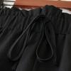 Plus Size Women Fashion Solid Color Wide Leg Pants Female Casual  Elegant Drawstring High Waisted Loose Long Trousers