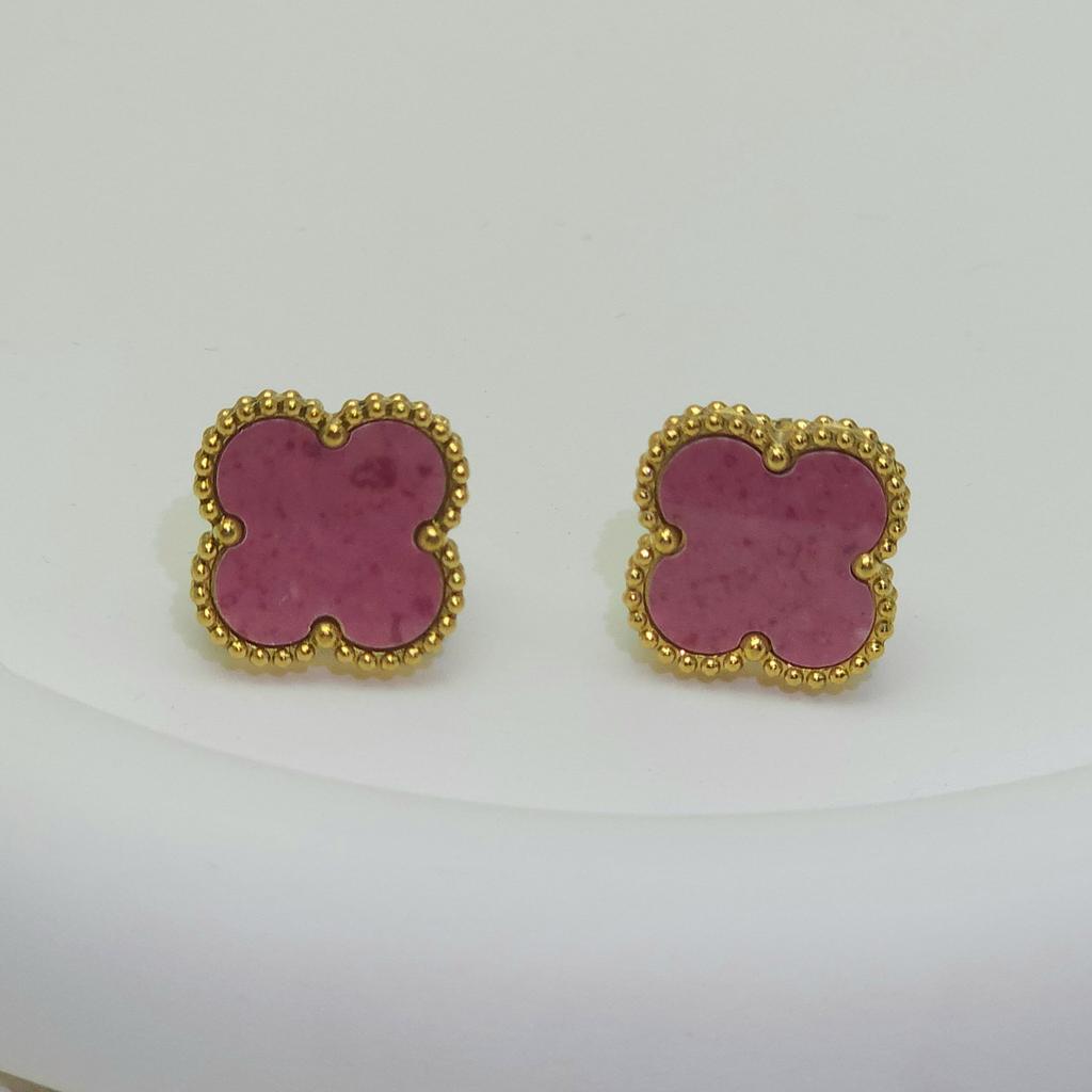 High Quality Titanium Steel Natural Mother-of-pearl Four-leaf Clover Earrings for Women 18K Fashion Premium Earrings