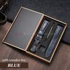 Armband 20mm 22mm 24mm Echtes Leder Uhrenarmband mit Geschenkbox Universelle Schmetterlingsschließe Rindsleder Herren Business Armband