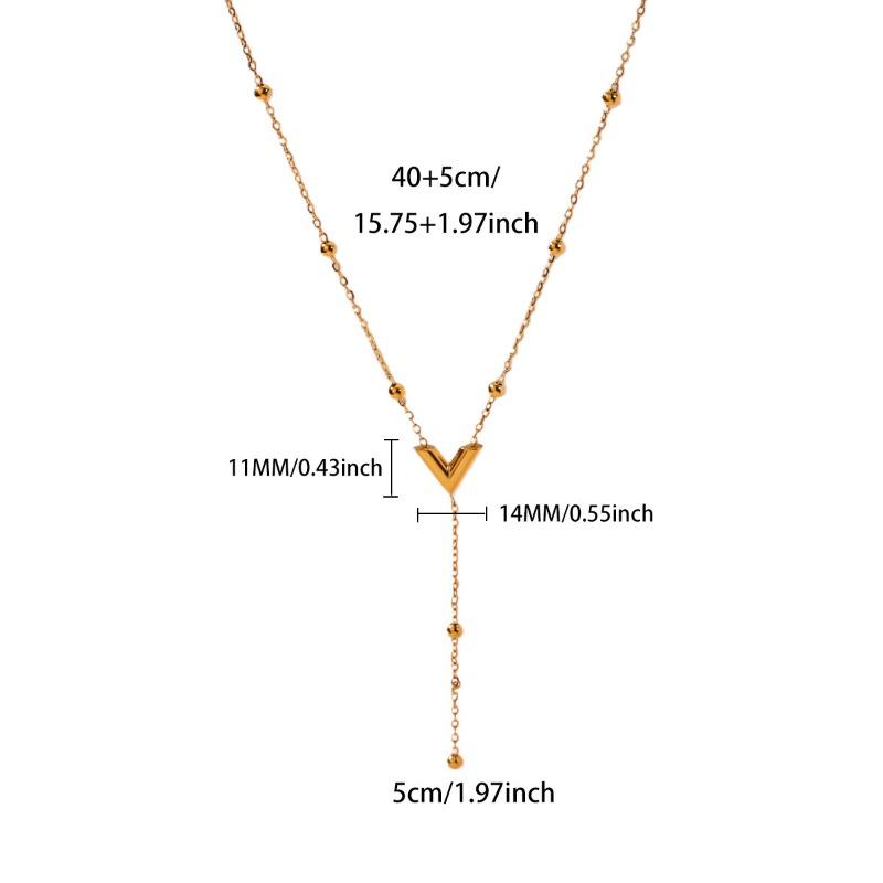 

Простая цепочка из бусин, кулон из нержавеющей стали, женское колье с покрытием из k-золота, нишевое, изысканное, не тускнеющее, цепочка для ключицы