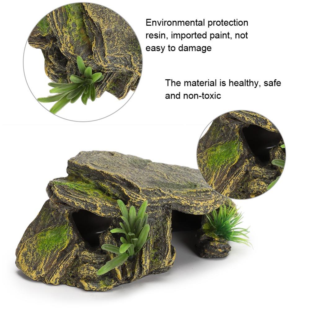 Vivid Texture Reptile Hiding Cave Artificial Turtle Resting Platform For Frogs