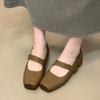 Französischer quadratischer Kopf mit Schweinenase Mary Jane Schuhe 2025 Herbst neue Retro Innenhöhenerhöhung Ballerinas