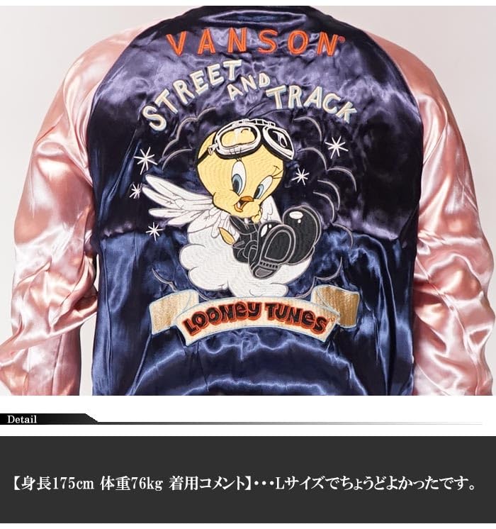 Looney Tunes Collaboration LOONEY TUNES Sukajan Wile Coyote Tweety [Banson] Men's E. LTV-2504-Black-M