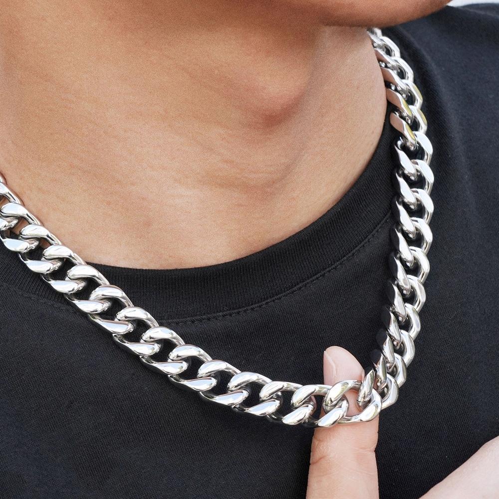 Chain Necklace Men' Silver Thick 9mm Cuban Chain Gift