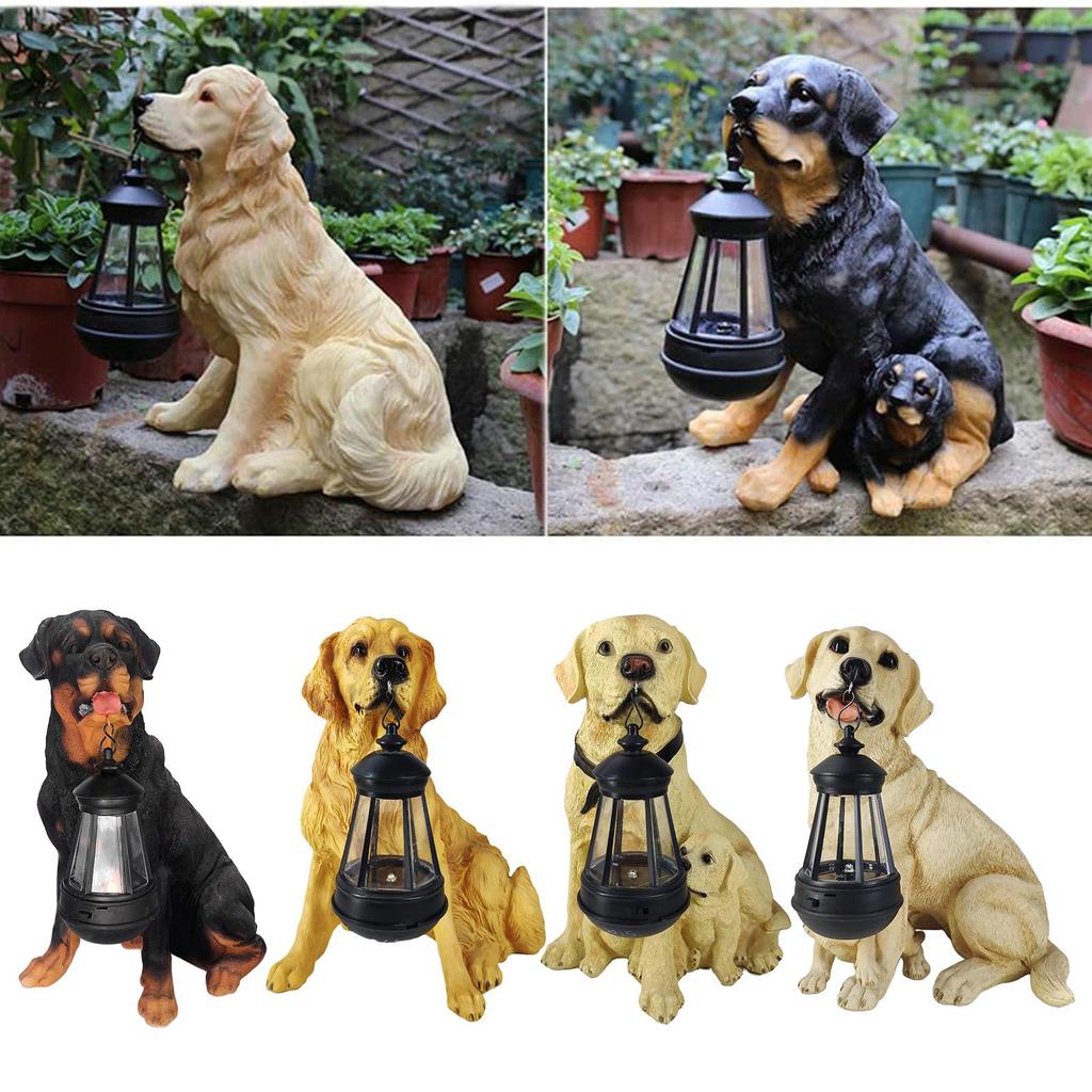 Garden Ornament with Illuminated Dogs Decorative Outdoor Lighting