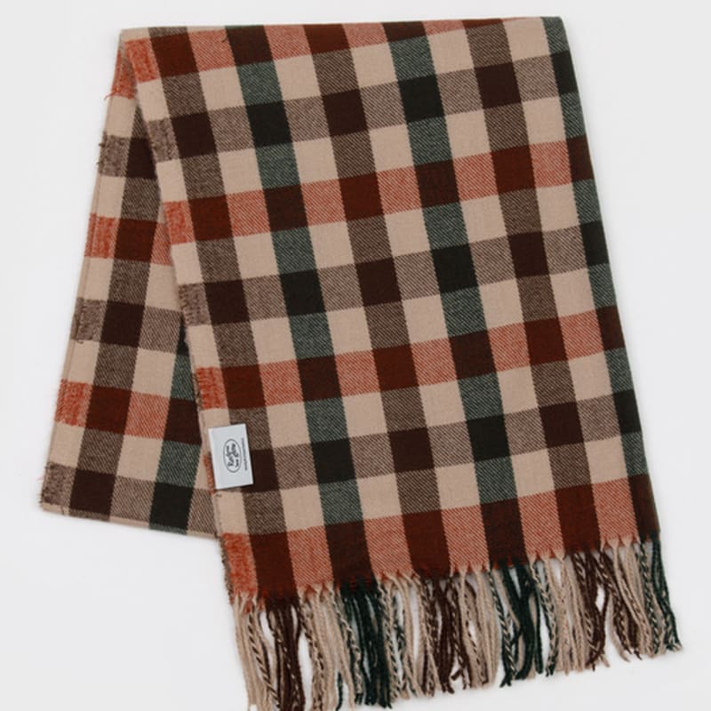 RECLOW BLOCK Tartan Check Muffler RED BROWN