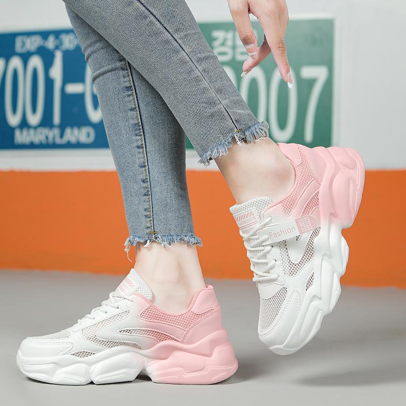 Новые женские кроссовки дышащие полые летние повседневные туфли на платформе 35 синий — фото 4