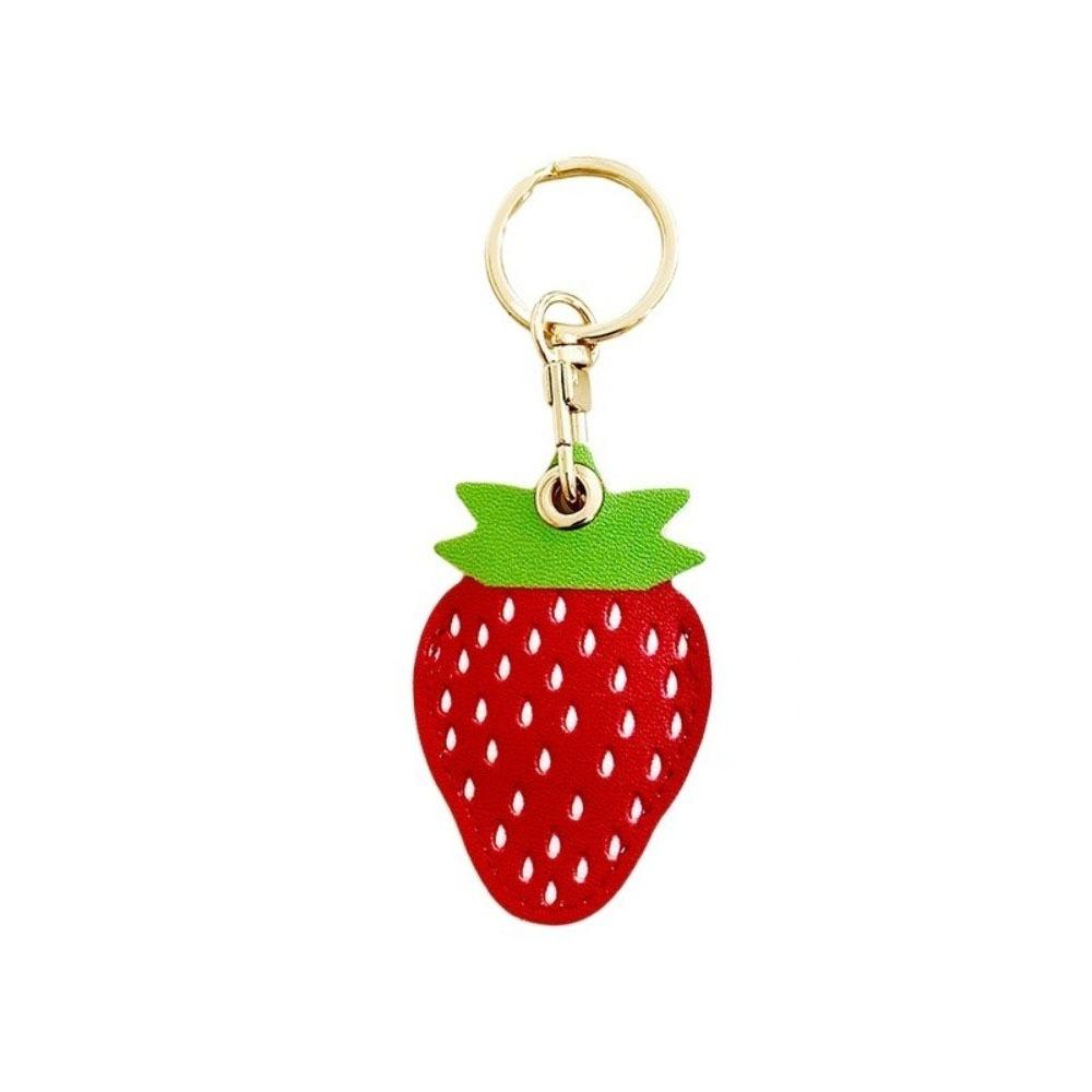 Leather Fruit Key Chain Anti-lost Access Card Holder Cute Bag Pendant  Bag Charm