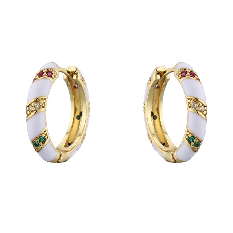 

HECHENG 1pair Round Enamel hoop earring CZ crystal fashion women earrings smaller/bigger earring hoops Zircon VE270