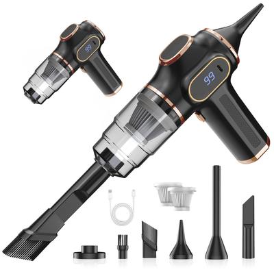 Portable Dual-Use Handheld Car Vacuum Cleaner and Duster with Inflatable Function, Powerful Suction for Home and Car.