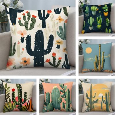 Cactus Fashion Cushion Cover Plush Fabric Soft DoubleSided Printed Sofa Warm Winter Home Child Gift Pillow Case