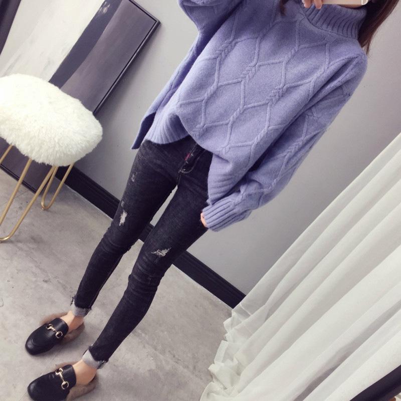 Autumn and Winter High Neck Sweater for Women Loose Pullover Sweater Long Sleeved Sweater for Women