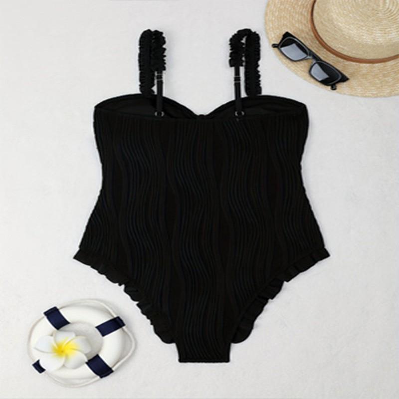 Huludao Swimsuit Solid Color Lace Up One-piece Women s Sexy Bikini S чёрный