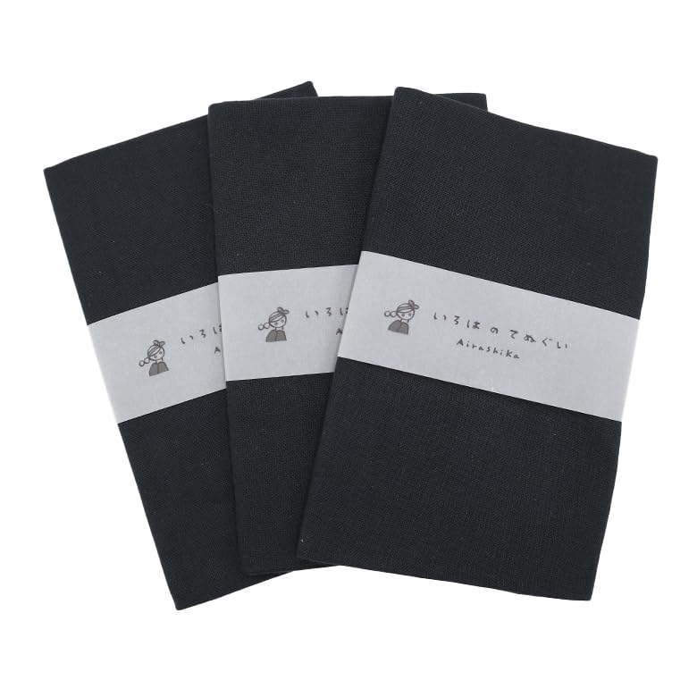 

Ироха Цветной Однотонный Тэнугуи Ручной Набор Сделано в Чернилах Не Осыпается 90 х 33 см Полотенца, 3, 100% Хлопок, Япония, Черный, Предотвращение,