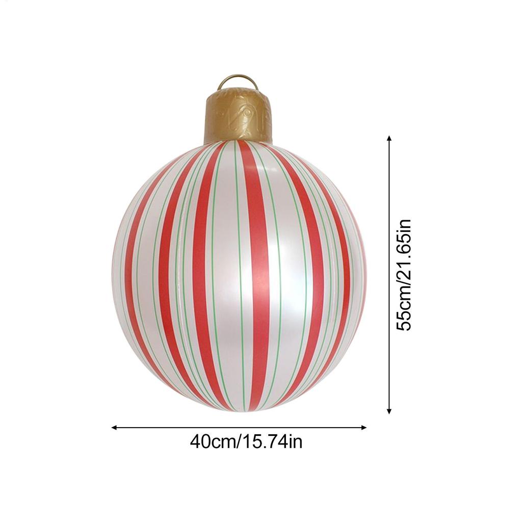 3pcs Large Christmas Ornaments 40cm Big Christmas Balls Striped PVC Blow Up Decor Outdoor Indoor Porch Lawn Holiday Decorations