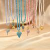 Natural Stone Beads Necklace for Women Stainless Steel Heart Fish Charms Pendant Handmade Crystal Jewelry