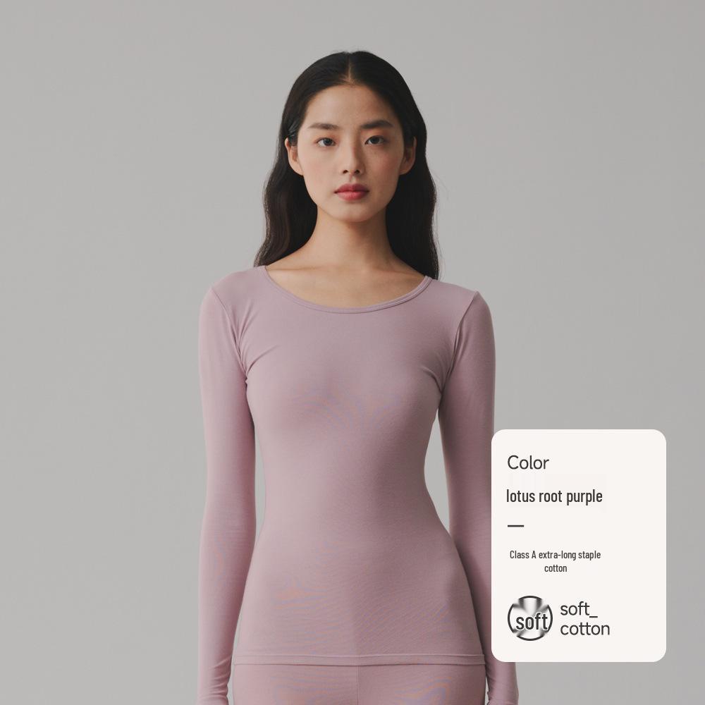 Dámský top s dlouhým rukávem z čisté bavlny v jednobarevném provedení