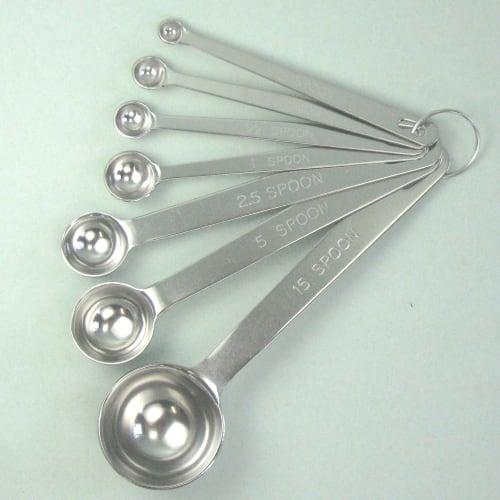 Nagao 18-8 Stainless Steel Extra Thick Measuring Spoons, Set of 7