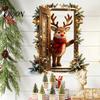 Bedroom Wall Stickers Christmas 3D Reindeer Sticker, Self?Adhesive Winter Snow Scene Festive Room Decorations Mural, Removable Holiday Art Decor for