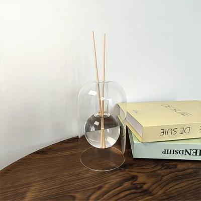 Transparent Geometric Double-layer Essential Oil Bottle Decoration Minimalist Aroma Diffuser Glass Bottle with Diffuser Sticks