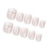 24Pieces Short French Tip Press On Nail with Flower Designs Semi Transparent Square Faux Nail Glues On Nail for Women