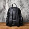 NZPJ Leather Men's Backpack Natural Cowhide Schoolbag Casual Travel Bag Black Fashion Computer Bag Capacity 16 Inch Laptop