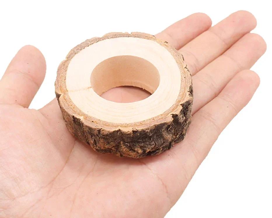 6PCS/Suit Creative Wooden Napkin Rings Party Table Wedding Supplies Decoration Rustic Vintage Bark Stump Craft Ornament