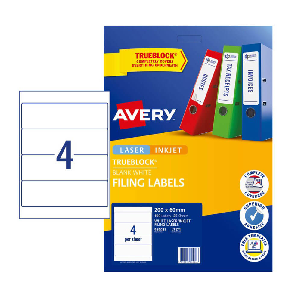 Avery Aktenordner-Etiketten Laser 25er Pack (4/Blatt)
