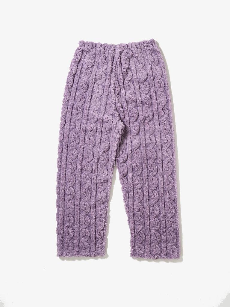 Cable-Pattern Pajama Bottoms Purple