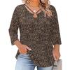 Blusa Floral Feminina Plus Size com Manga Três Quartos, Blusa Casual, Túnica de Corte Amplo para Primavera Verão, Uso Diário, Trabalho e Saídas