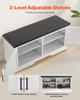 Shoe Storage Bench, 1000 x 355 x 460 mm Shoe Organizer with Padded Seat Cushion, Entryway Bench with 2 Barn Doors and Height Adjustable Shelf, for