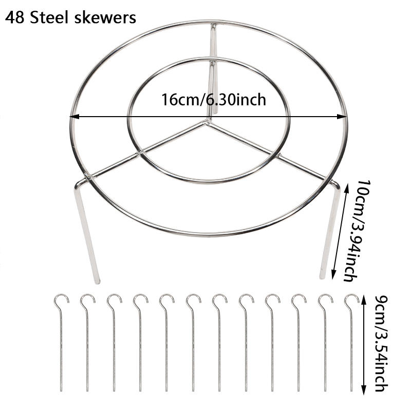Kitchen Vertical Skewers Holder Round Air Fryer Grill Rack Detachable Grill Kebab Rack with Steel Sticks