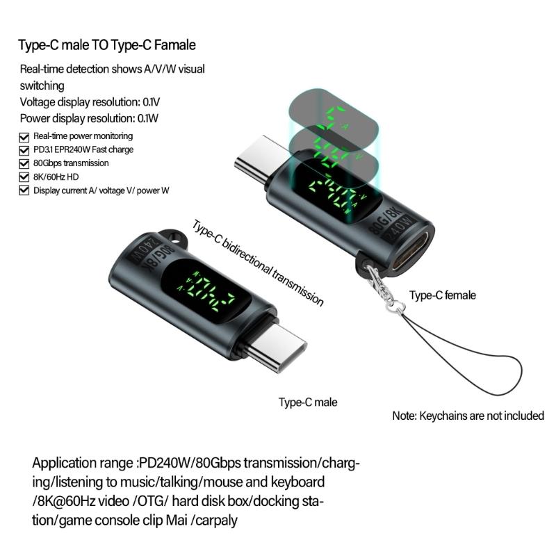 Typ C Digitalanzeige Adapter 240W Unterstützt 8K Videoübertragung Für Verbessert Datenübertragung & Sicheres Ladeerlebnis