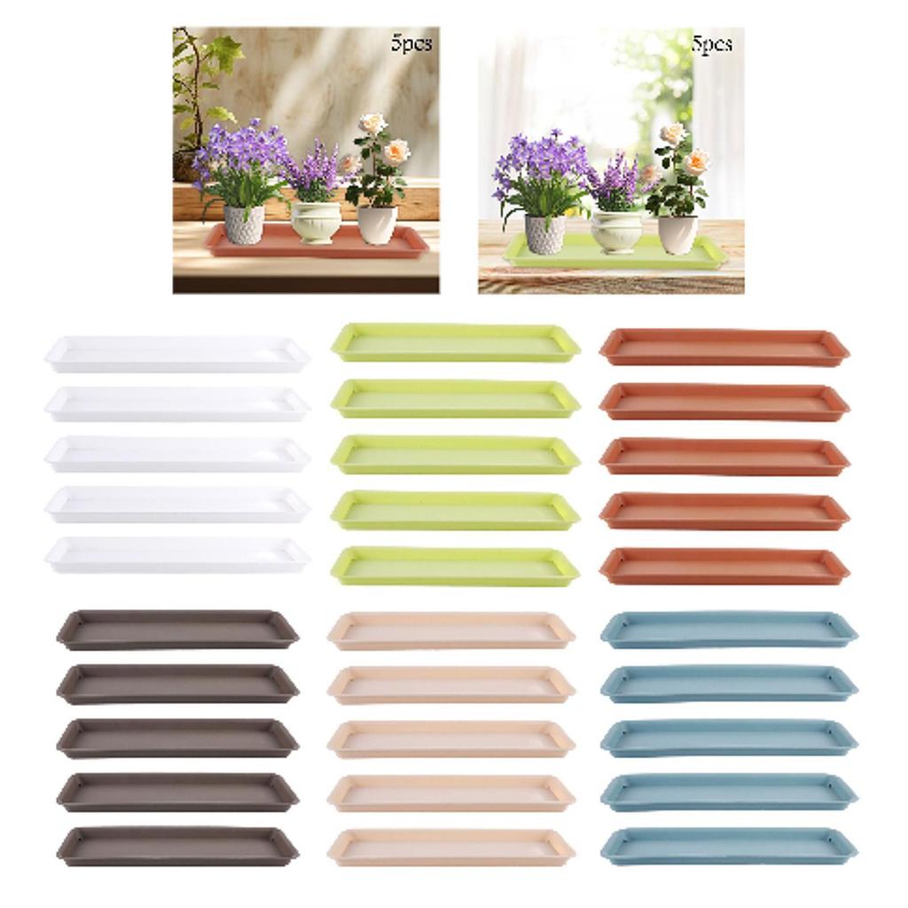 5x Plant Saucers Plant Trays Rectangular Pot Saucers Flower Pot Drainage Tray