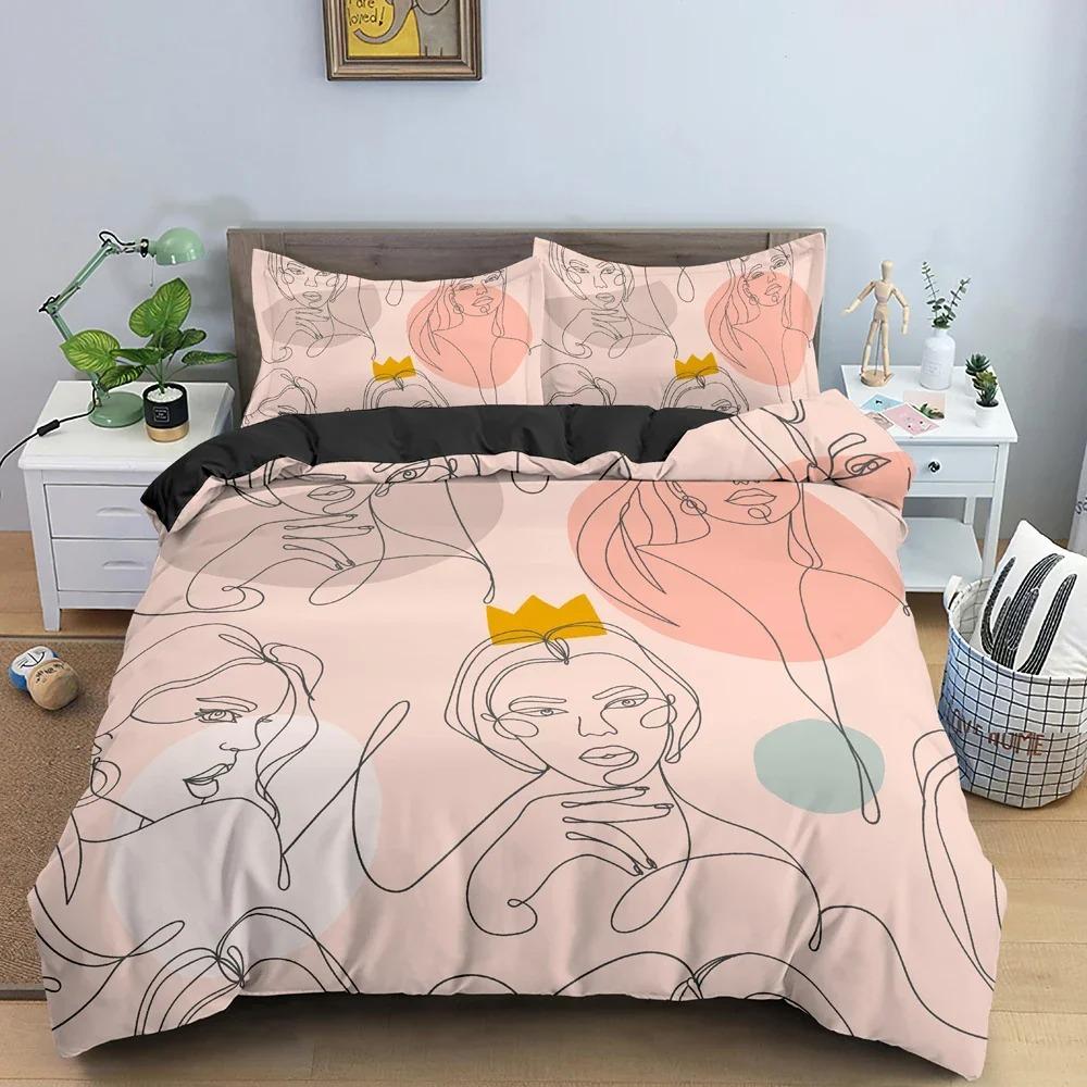 3D Abstract Bedding Set Human Faces Texture Duvet Cover Bedroom Comforter Covers With Pillowcase Single King Home Textile