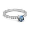 London Blue Topaz Classic Solitaire Pave Band Ring - 925 Sterling Silver